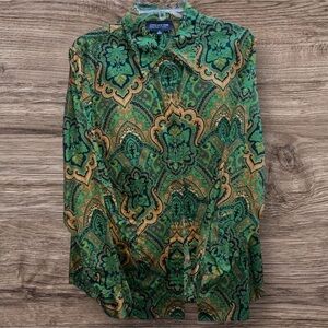 Jones New York 100% Cotton Heavyweight Button Up Paisley Women’s Blouse